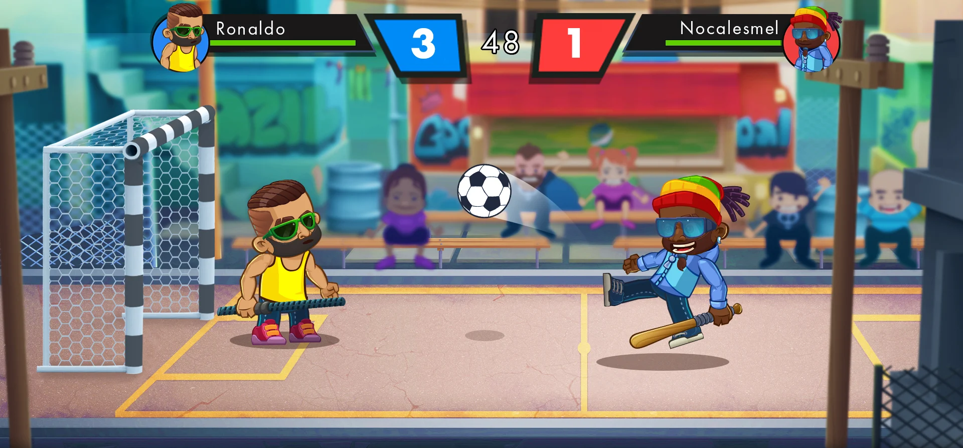 1v1 street football training scene